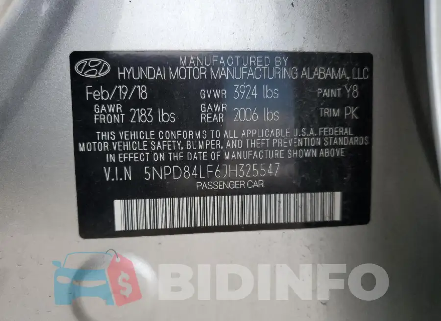 5NPD84LF6JH325547 Photo# 12