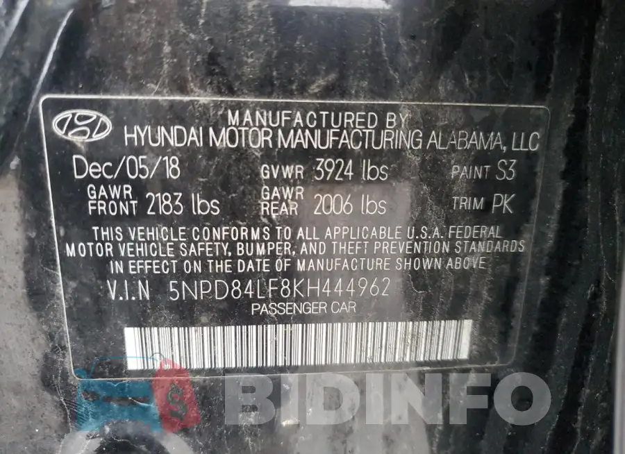 5NPD84LF8KH444962 Photo# 12