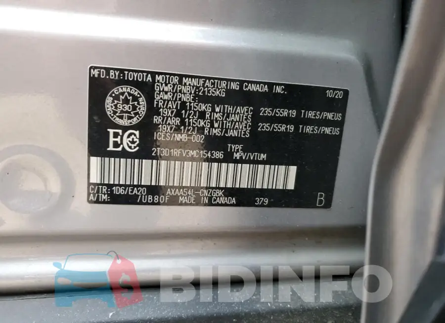 2T3D1RFV3MC154386 Photo# 13