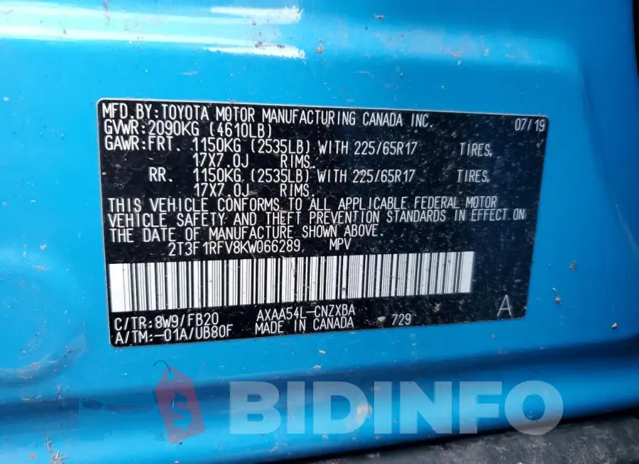2T3F1RFV8KW066289 Photo# 14