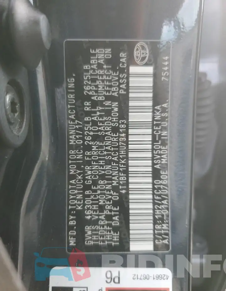 4T1BF1FK1HU734183 Photo# 12