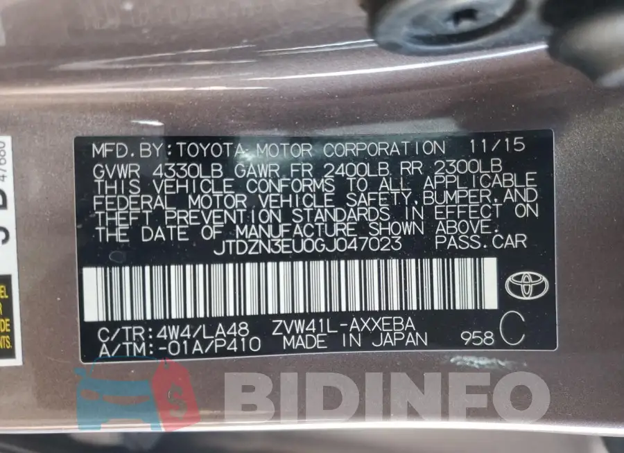 JTDZN3EU0GJ047023 Photo# 12