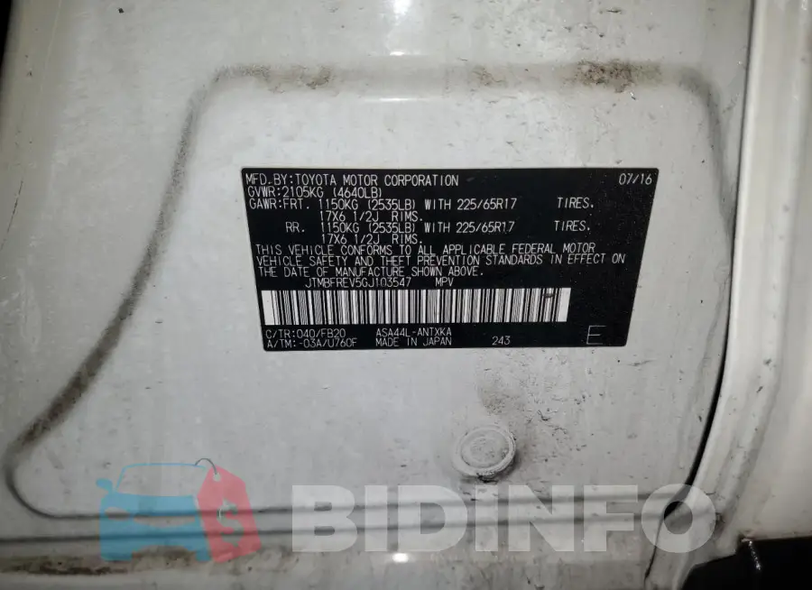 JTMBFREV5GJ103547 Photo# 13