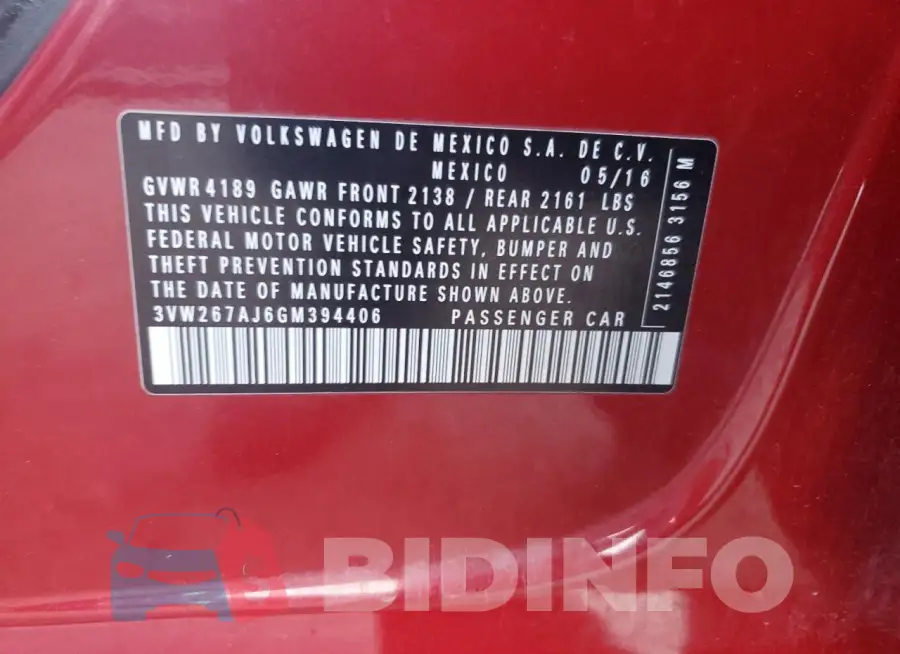 3VW267AJ6GM394406 Photo# 12