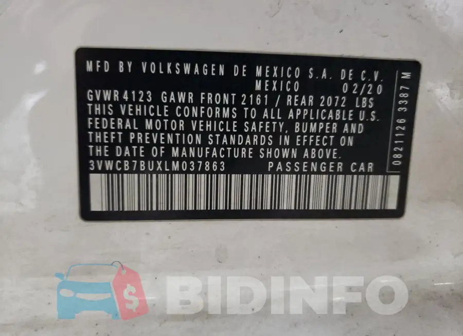 3VWCB7BUXLM037863 Photo# 13