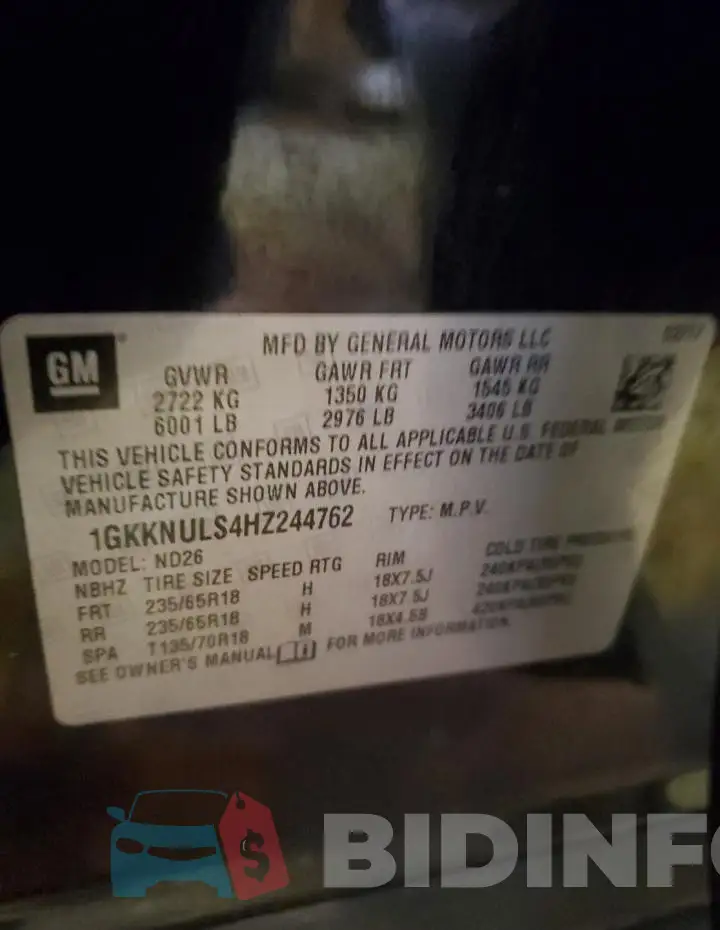 1GKKNULS4HZ244762 Photo# 13