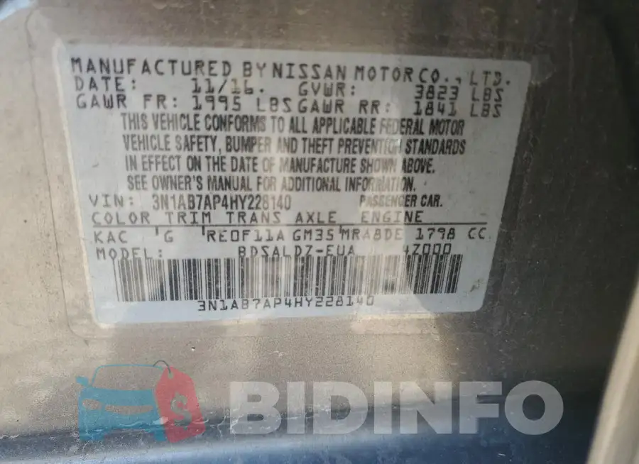 3N1AB7AP4HY228140 Photo# 12