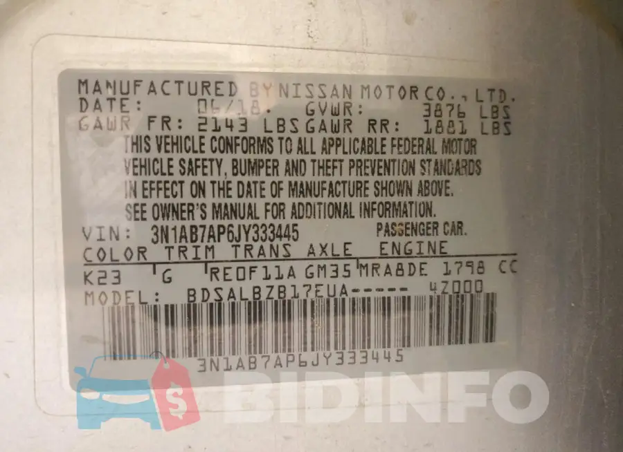 3N1AB7AP6JY333445 Photo# 13