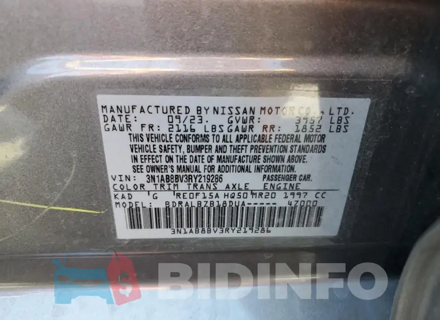 3N1AB8BV3RY219286 Photo# 12