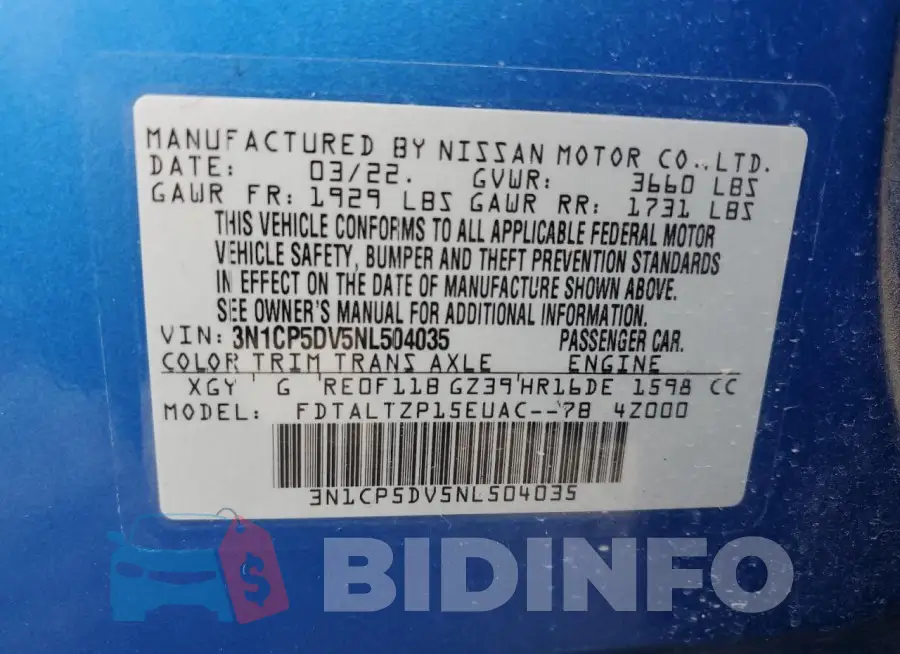 3N1CP5DV5NL504035 Photo# 13