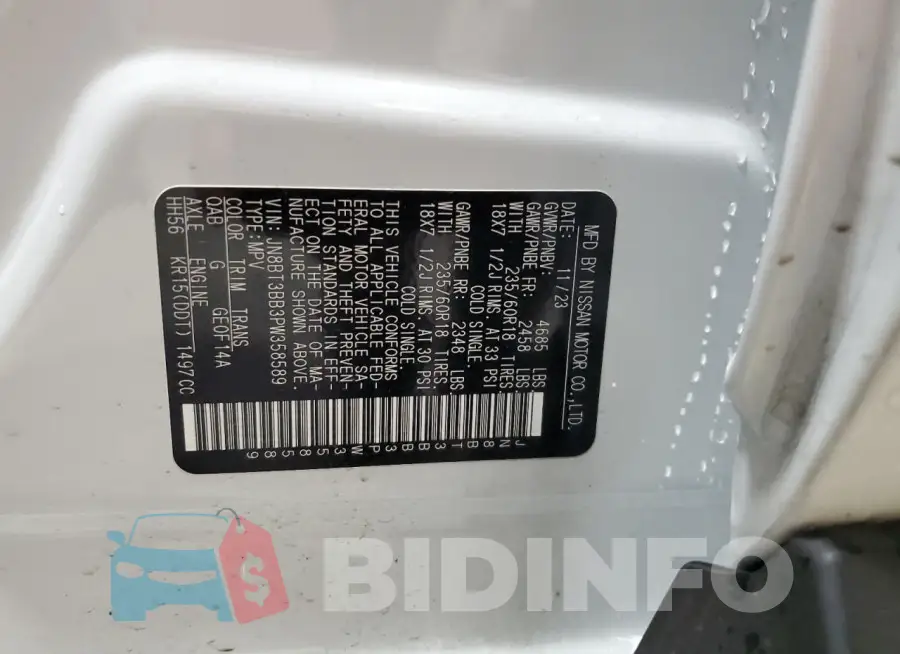 JN8BT3BB3PW358589 Photo# 13