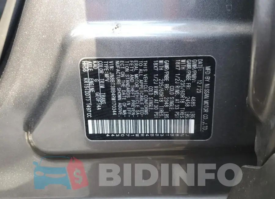 JN8BT3BB4RW170344 Photo# 13