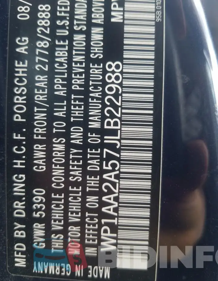 WP1AA2A57JLB22988 Photo# 14