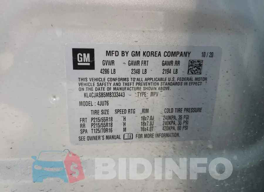 KL4CJASB5MB333443 Photo# 14