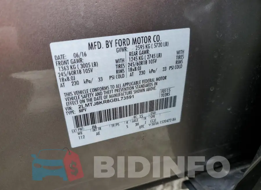 2LMTJ8KR8GBL73591 Photo# 13