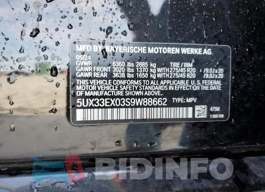 5UX33EX03S9W88662 Photo# 13