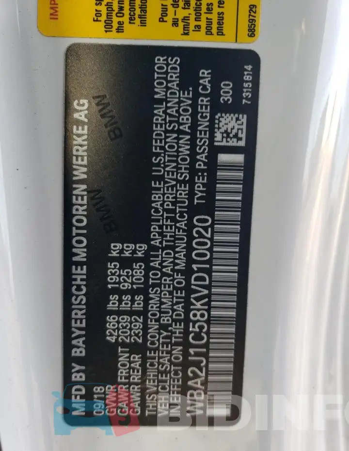 WBA2J1C58KVD10020 Photo# 12