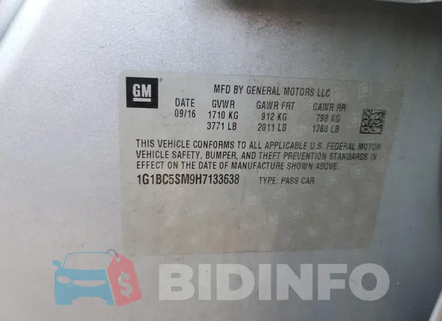 1G1BC5SM9H7133638 Photo# 12