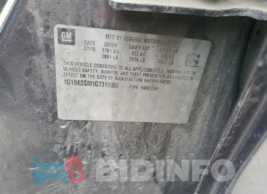 1G1BE5SM1G7315052 Photo# 12