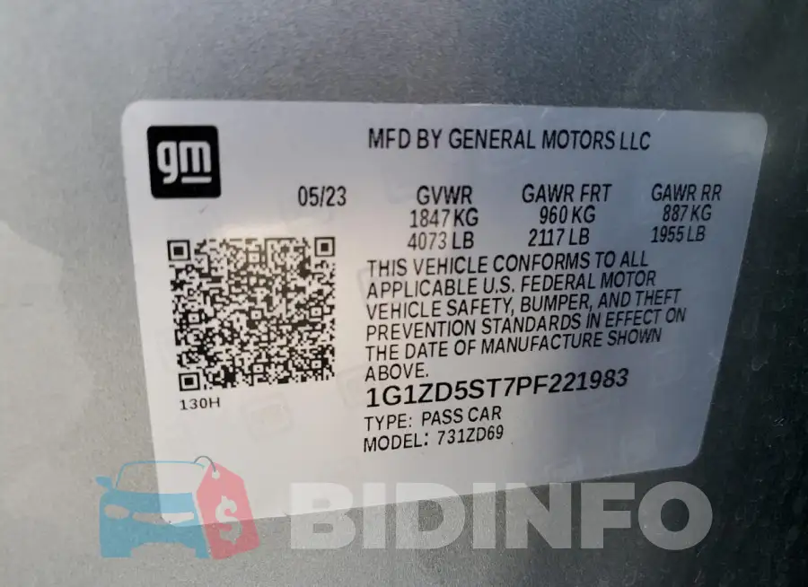 1G1ZD5ST7PF221983 Photo# 13