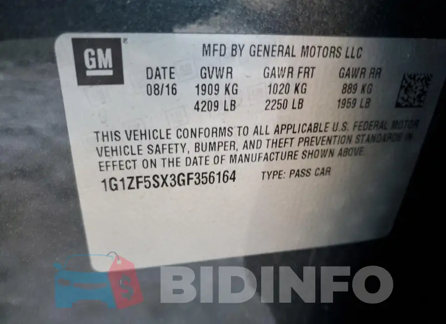 1G1ZF5SX3GF356164 Photo# 12