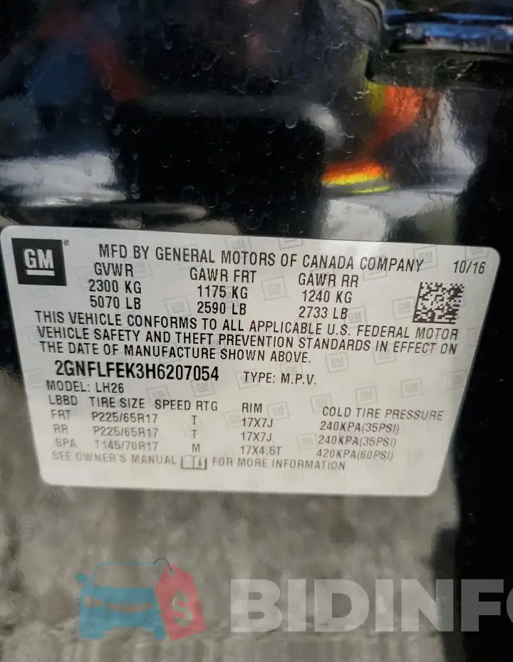 2GNFLFEK3H6207054 Photo# 14