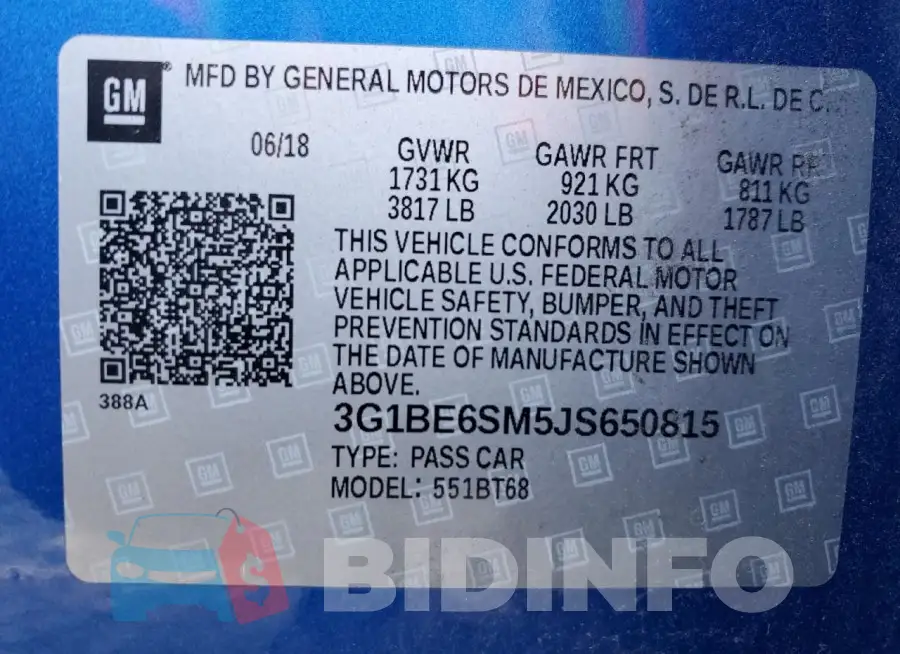 3G1BE6SM5JS650815 Photo# 12