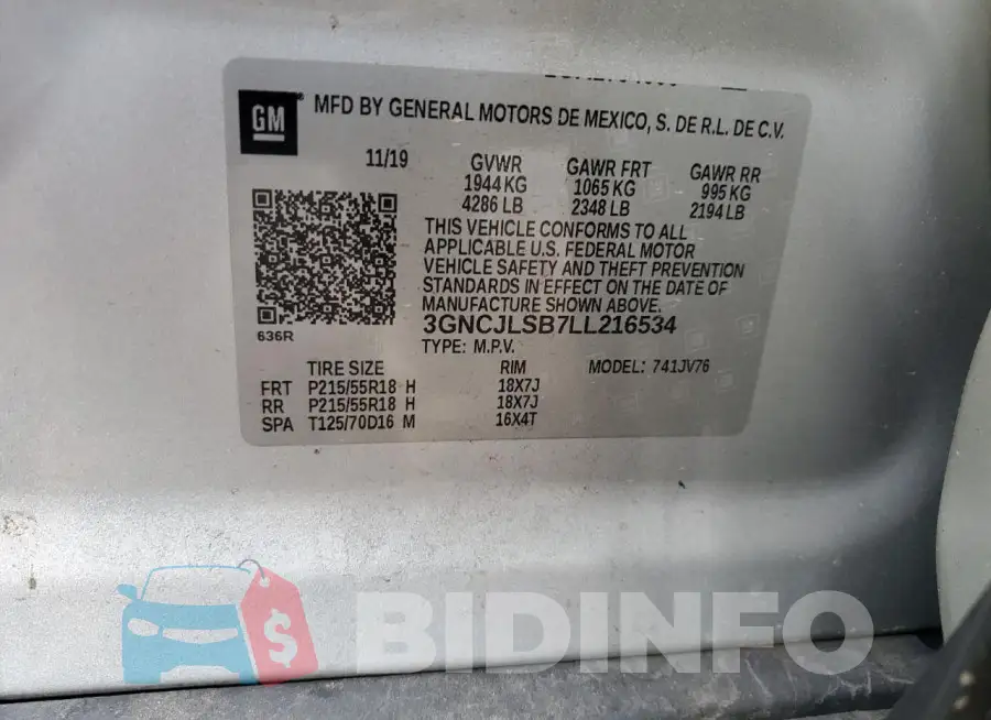 3GNCJLSB7LL216534 Photo# 13