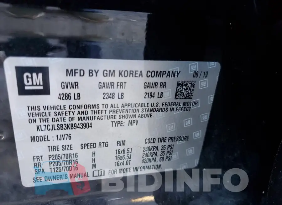 KL7CJLSB3KB943904 Photo# 12