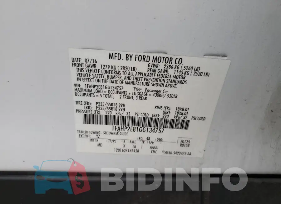 1FAHP2E81GG134757 Photo# 12