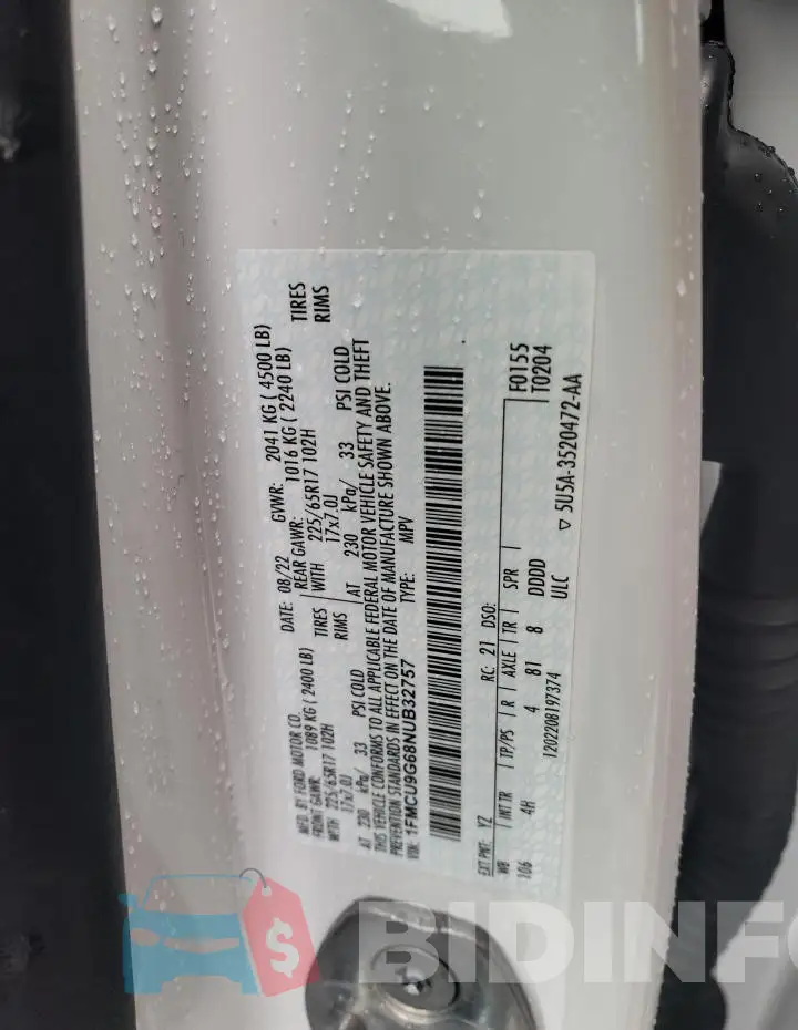 1FMCU9G68NUB32757 Photo# 13