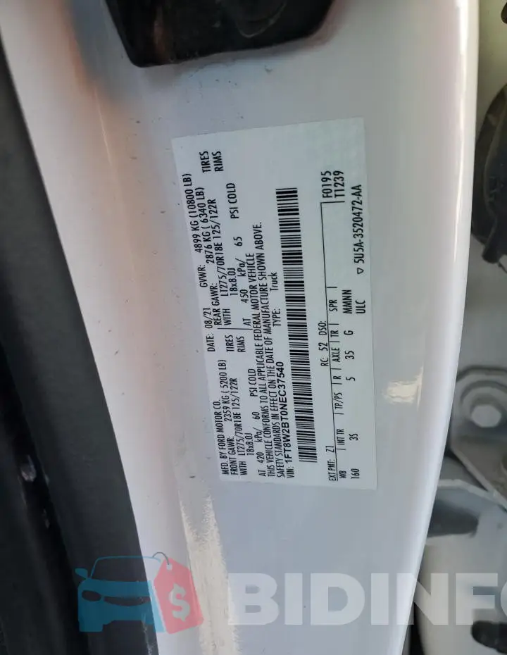 1FT8W2BT0NEC37540 Photo# 12