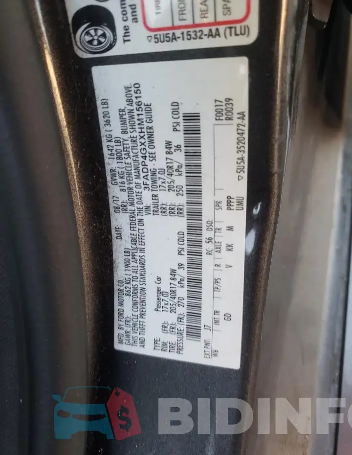 3FADP4GXXHM156150 Photo# 13