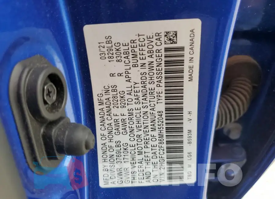 2HGFC2F86MH552048 Photo# 12