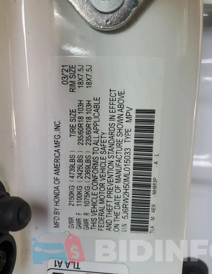5J6RW2H50ML015033 Photo# 14