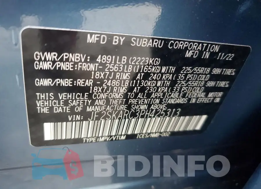 JF2SKARC3PH425313 Photo# 12