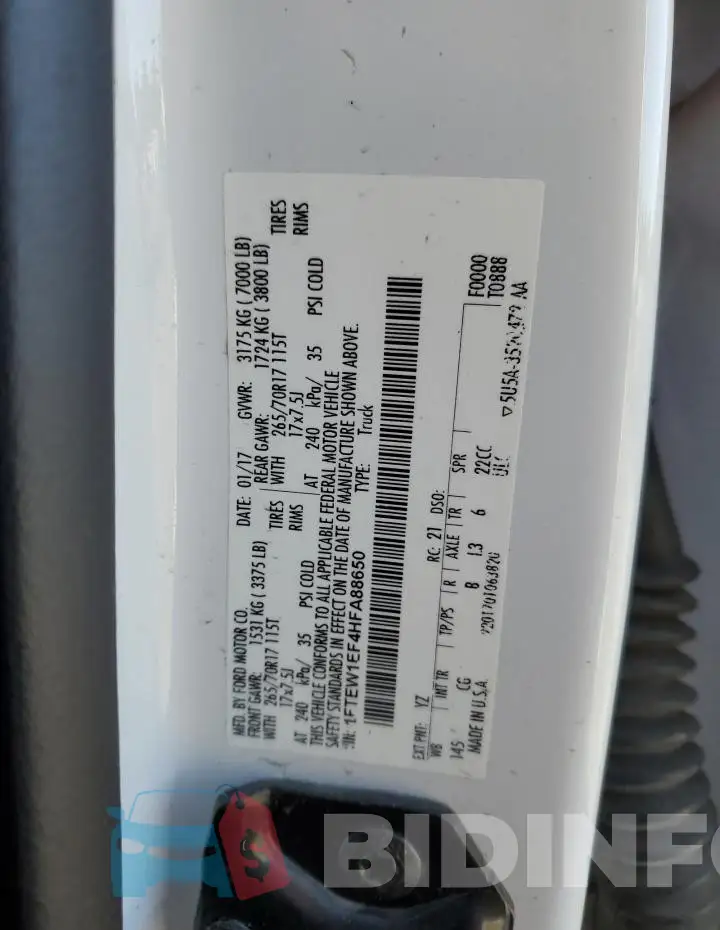 1FTEW1EF4HFA88650 Photo# 12