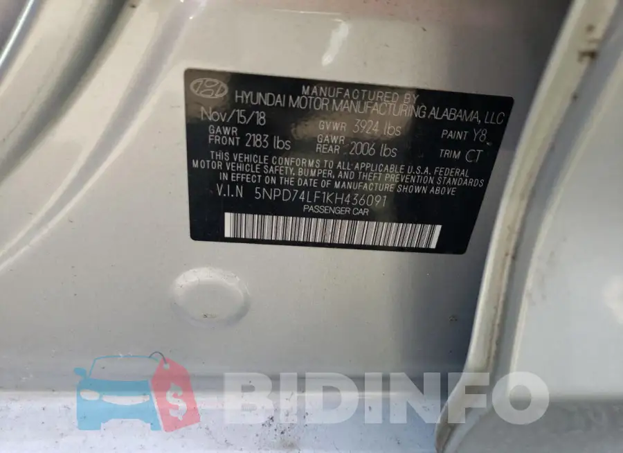 5NPD74LF1KH436091 Photo# 12