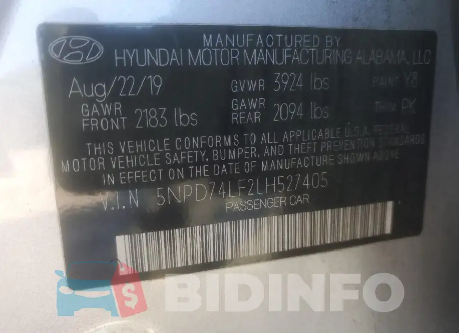 5NPD74LF2LH527405 Photo# 12