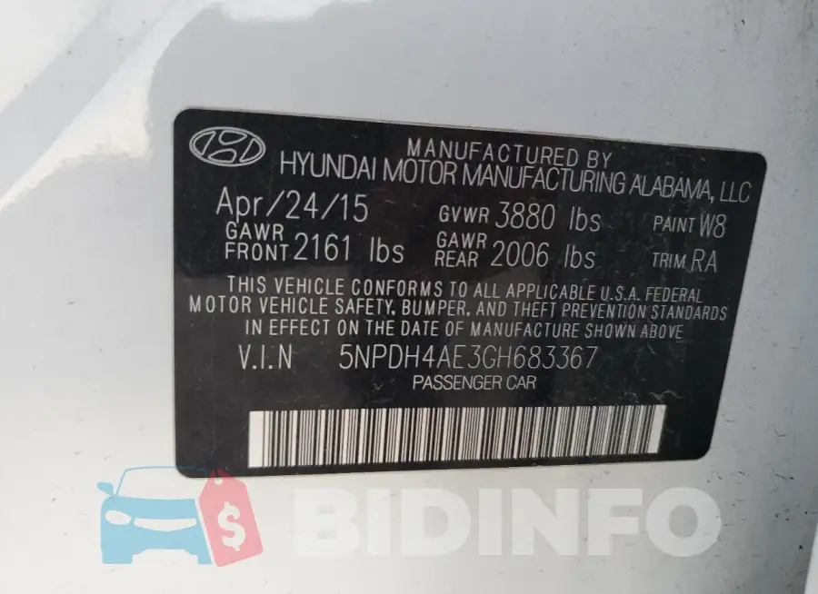 5NPDH4AE3GH683367 Photo# 12