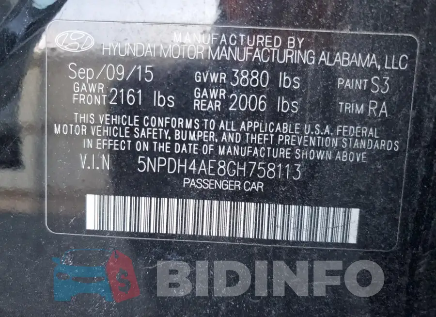5NPDH4AE8GH758113 Photo# 12