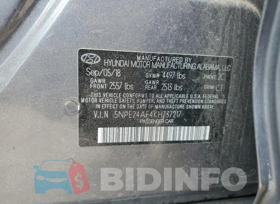 5NPE24AF4KH737217 Photo# 12