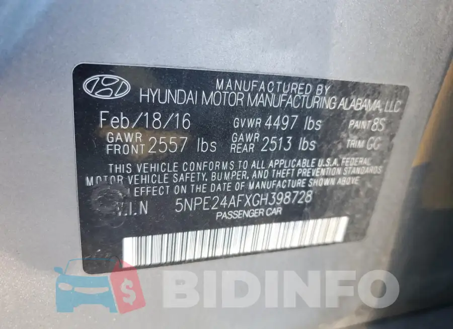 5NPE24AFXGH398728 Photo# 12