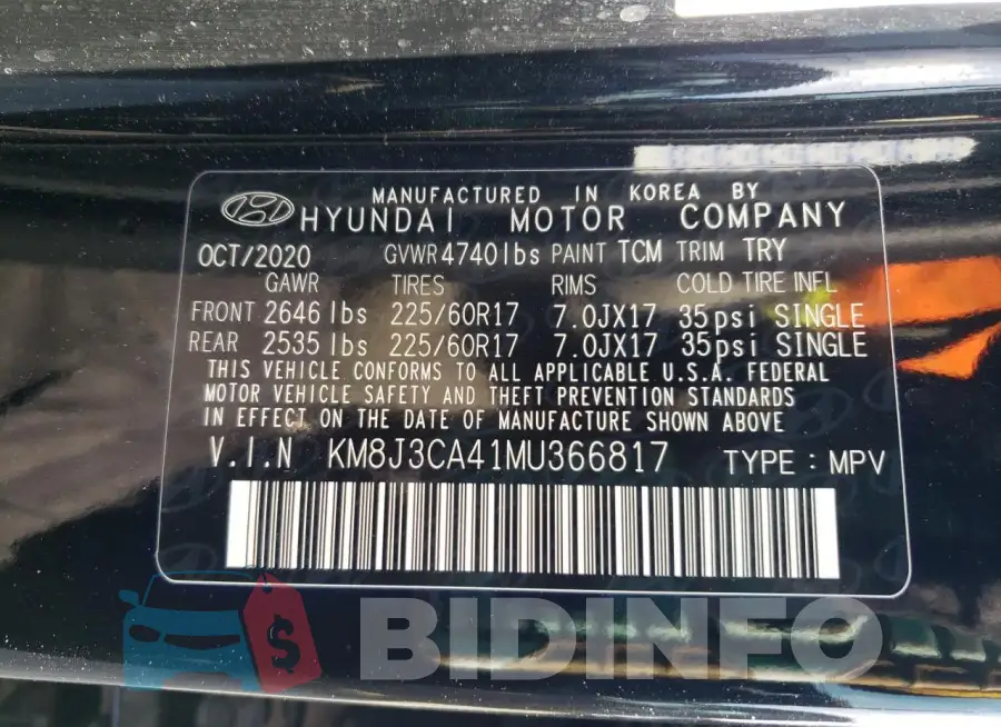 KM8J3CA41MU366817 Photo# 13