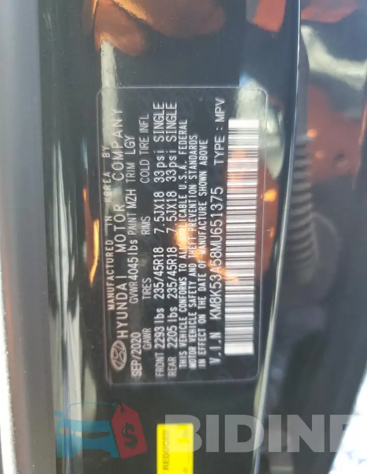 KM8K53A58MU651375 Photo# 12