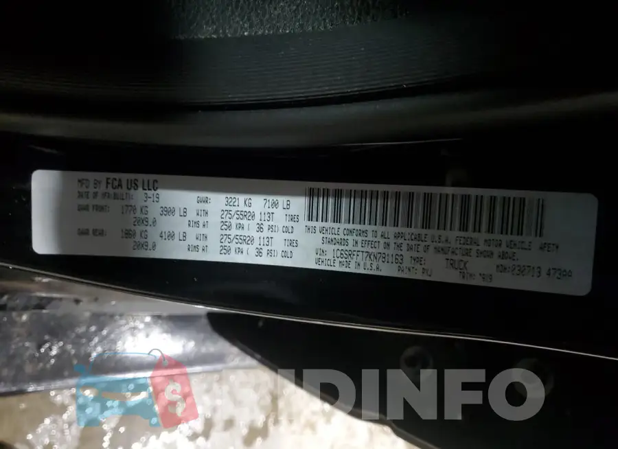 1C6SRFFT7KN781163 Photo# 12