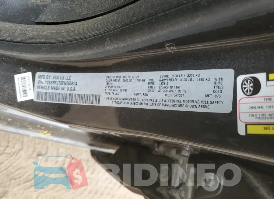 1C6SRFJT0PN665804 Photo# 12