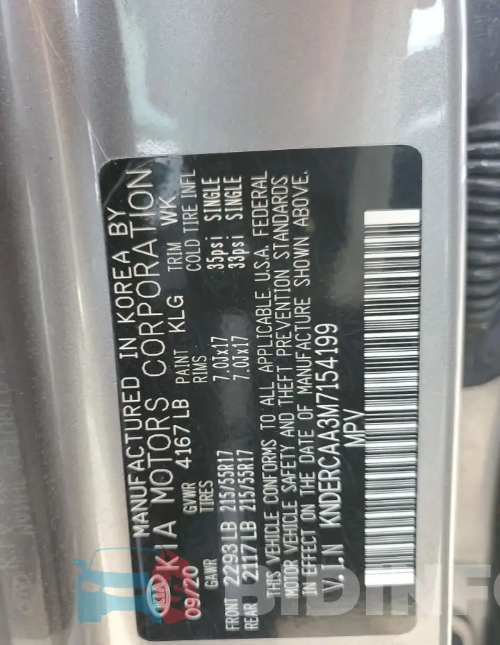 KNDERCAA3M7154199 Photo# 13