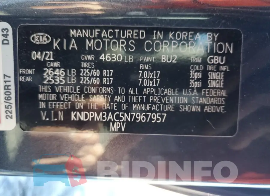 KNDPM3AC5N7967957 Photo# 14