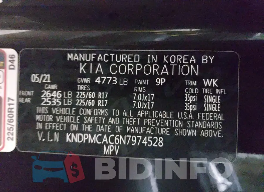 KNDPMCAC6N7974528 Photo# 13